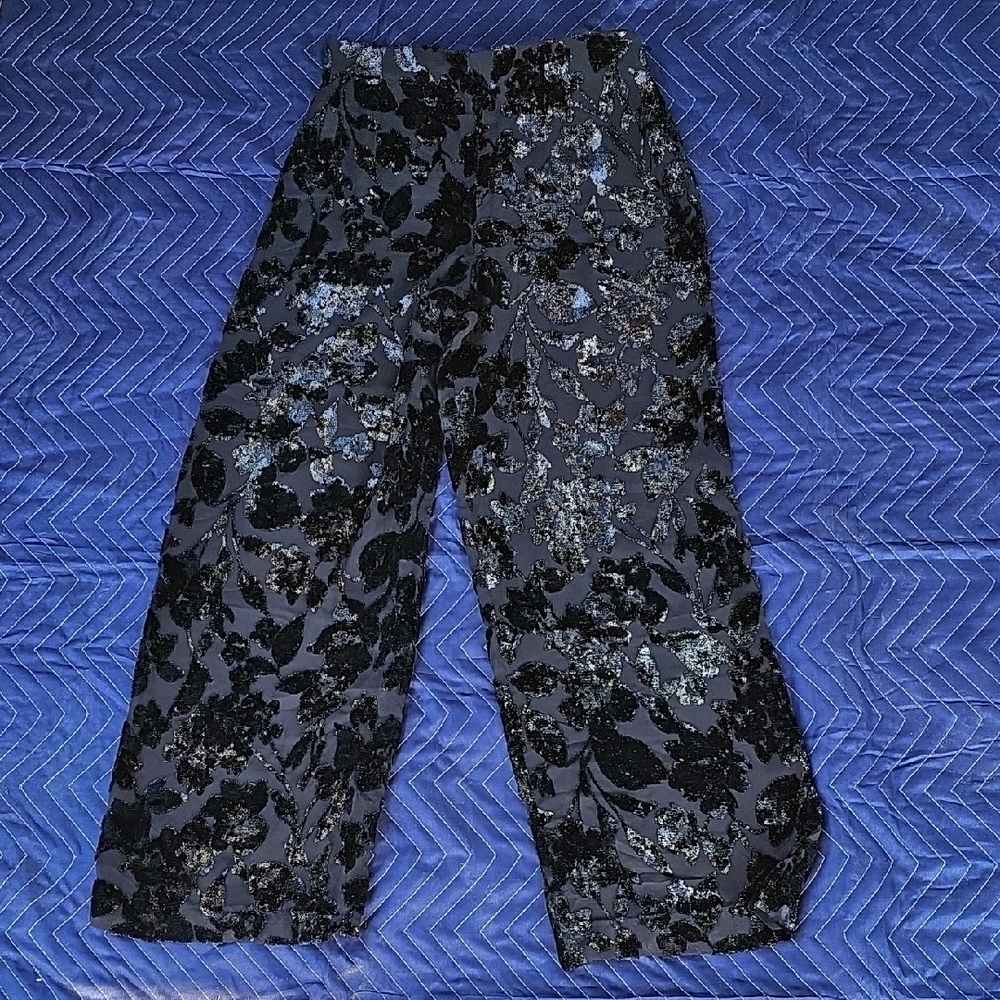 Floral Sequin Wide-Leg Pants